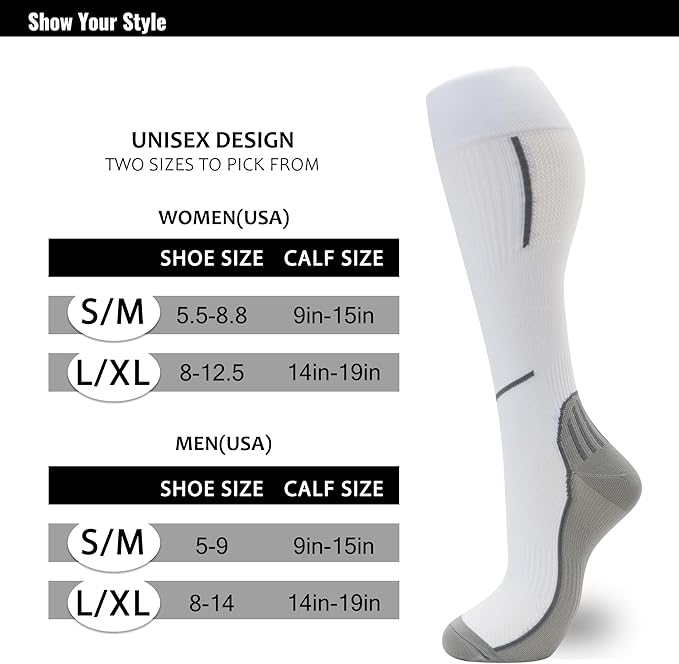 fenglaoda Compression Socks for Women Men 3 Pairs Graduated Compression Support Circulation Socks for Nurses