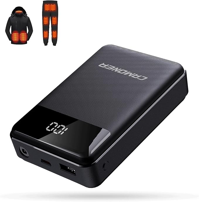 𝟕.𝟒𝐕/𝟓𝐕 𝟐𝟎𝟎𝟎𝟎𝐦𝐀𝐡 Heated Vest Battery Pack for ORORO, for Venustas, Power Bank for Heated Vest with DC and USB Output Ports, Fast Recharge