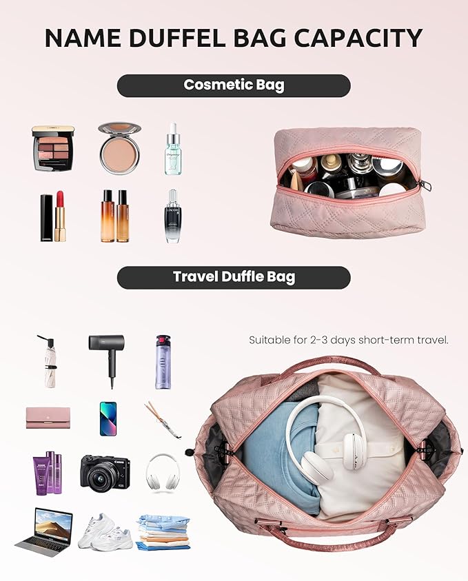 Vogewood Gifts for Daughter-Gifts for Teens-Girls Initial Duffle Bag with Shoe Compartment, Kids Weekender Bags, Monogram Overnight Bag, Travel Bags with Makeup Pouch，Sister Gifts (Letter M)