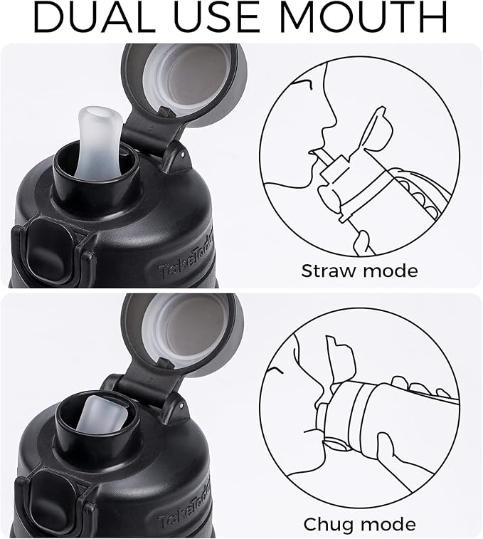 TakeToday Collapsible Water Bottles 20oz, Leak Proof, BPA-Free, Foldable Silicone Travel Water Bottle with Straw Strap for Cycling, Hiking, Outdoors