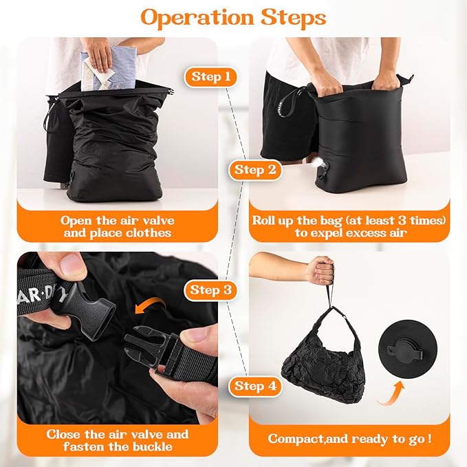 Travel Laundry Bag for Dirty Clothes, Waterproof Travel Compression Bags for Packing, Moisture-resistant Vacuum Storage Bag, Space-Saving Laundry Storage Organizer for Cruise, Swimming, Gym