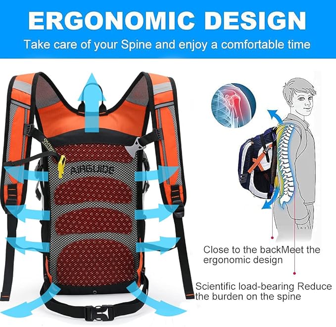 INOXTO Hydration Pack Backpack，18L Hydration Pack Lightweight Water Backpack with 2L Water Bladder Bag Daypack for Hiking Running Cycling Camping Hunting for Women Men