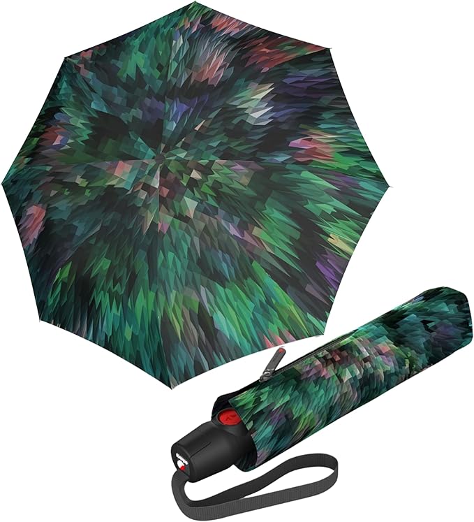 Knirps T.200 Duomatic Compact Rain Umbrella in Peacock Green – Wind Tunnel Tested to 93 mph, Aluminum Steel Fiberglass Frame, 38in Canopy, OEKO-TEX, High-Performance Automatic Travel Umbrellas