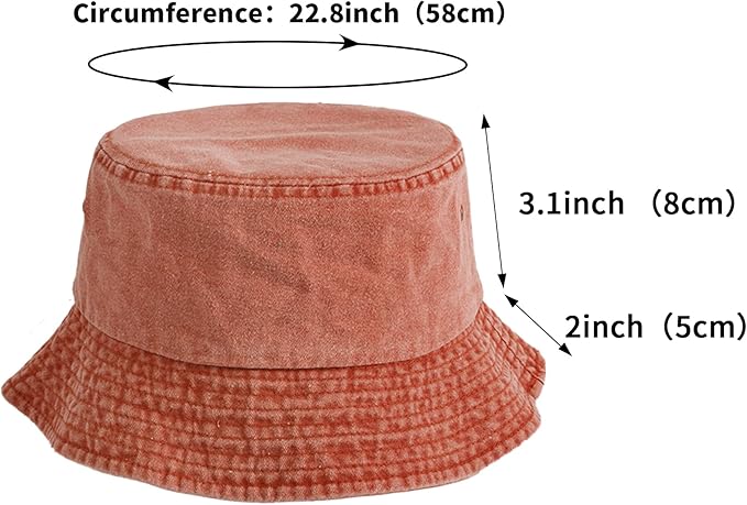 Washed Cotton Bucket Hats Packable Summer Outdoor Cap Travel Beach Sun Hat Plain Colors for Men Women