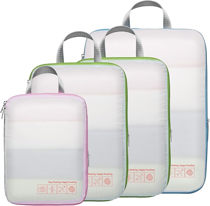 Cambond Compression Packing Cubes for Travel Women - Travel Bags Luggage Organizers Travel Essentials Compression Cubes for Travel Carry on Suitcases Organizer