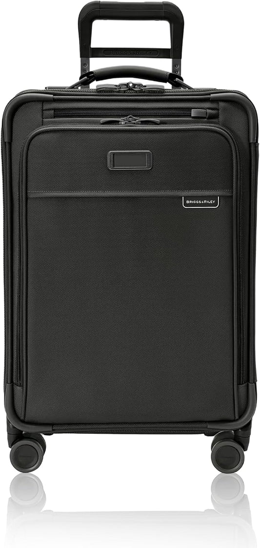 Briggs & Riley Essential 22" Carry On Expandable Spinner - Luggage for Travel, Suitcases with Wheels, Softside Rolling Bag for Men & Women, Self-Repairing Zipper - Baseline Collection, Black