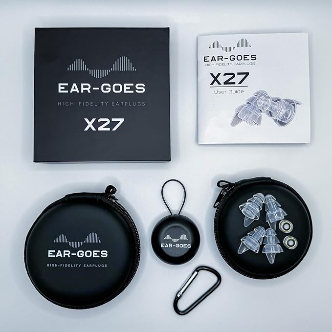 X27 Noise Reduction Earplugs for Sleeping - Reusable Noise Cancelling Earbuds, Featuring Two Sizes in One Case, Hearing Protection Silicone Earplugs for Sleeping, Shooting, Construction, and Aviation