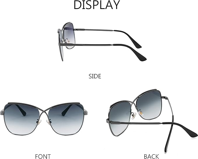 FEISEDY Womens Cute Sunglasses Oversized Butterfly X Shape Design Cateye Lady Sunglasses B2738