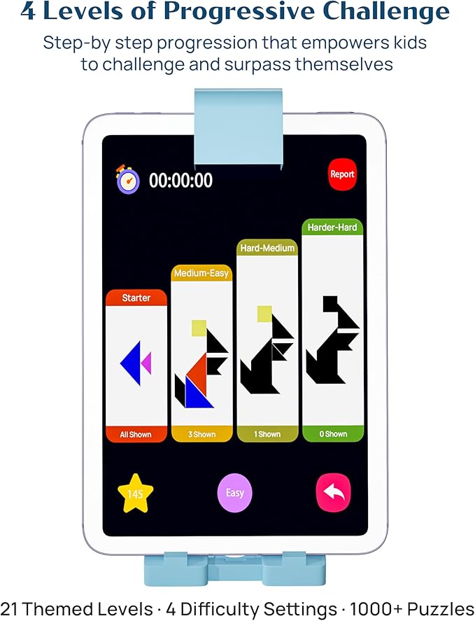 Qxtamo® Innovative AR Tangrams Puzzles Games, 1000+ Animated Sensory Toys, Family Travel Learning Education STEM Toys Birthday Gift Party Favors for Kids Children Boys Girls Teens, Ages 3+ Year Old