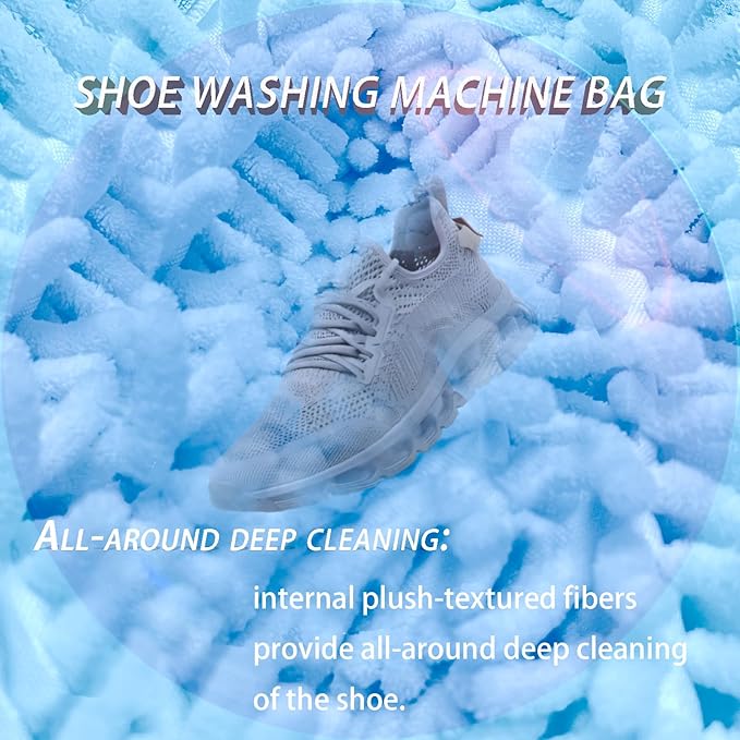 Shoe Washing Machine Bag,Laundry Shoe Bag for Sneaker,Tennis Shoes,Washer and Dryer,Reusable Cleaning Bag for Sock, Delicates,Gym Shoes (Blue 2pcs)