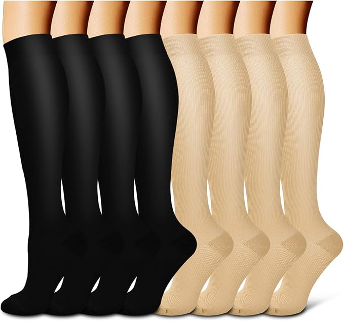 Laite Hebe Compression Socks For Women& Men circulation(8 Pairs),Socks-Best for Running,Sports,Hiking,Flight travel,Pregnancy