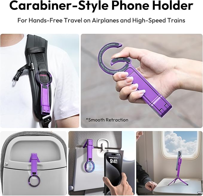 ULANZI MA30 Magnetic Phone Tripod Stand for iPhone-Aluminium Maglock Smartphone Mini Tripod Pocket Cell Phone Stand Strong Magnet Quick Mount Compatible with iPhone 17 16 15 14 13 12 Series, Purple