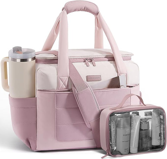 LOVEVOOK Weekender Bags for Women,Carry on Duffle Bag for Travel, Water-resistant Gym Bag with Wet Pocket,Overnight Travel Bag (Raspberry pink, L)