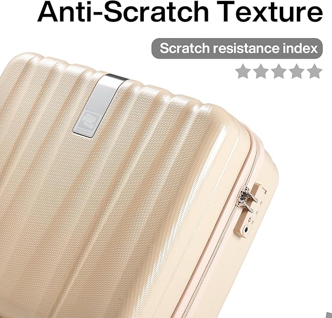 Hanke 14 Inch Underseat Carry On Luggage with Wheels Hard Shell Suitcases Carry On Bag Lightweight Small Mini Suitcase Travel Luggage for Travel Christmas Gifts for Birthday（Cuba Sand）