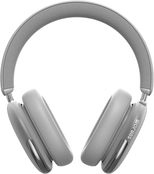 Freepods 120H Playtime Bluetooth ANC/ENC Pro-Level Active Noise Cancelling Over-Ear Headphones Wireless, Headphones with Built-in Microphone Type-C Charging for Call Travel Sports Gym (Silver)