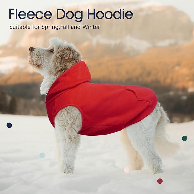 IECOii Dog Sweatshirt for Large Dogs, Hooded Fleece Vest with Leash Hole, XXXL Dogs Sweater for Giant Breed,Warm Polar Fleece Large Dog Hoodie for Fall Winter,Labrador,Doberman, Red, 3XL