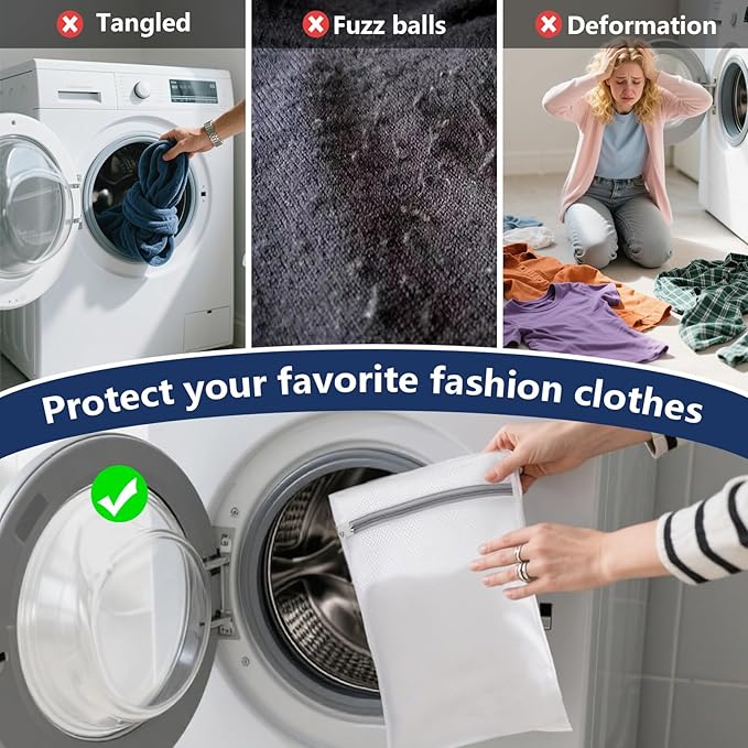 Laundry Bag Backpack with 3 Sizes Mesh Wash Bags and Shoulder Straps Foldable Clothes Hamper Bag with Drawstring Closure for College, Apartment, Laundromat (Black)