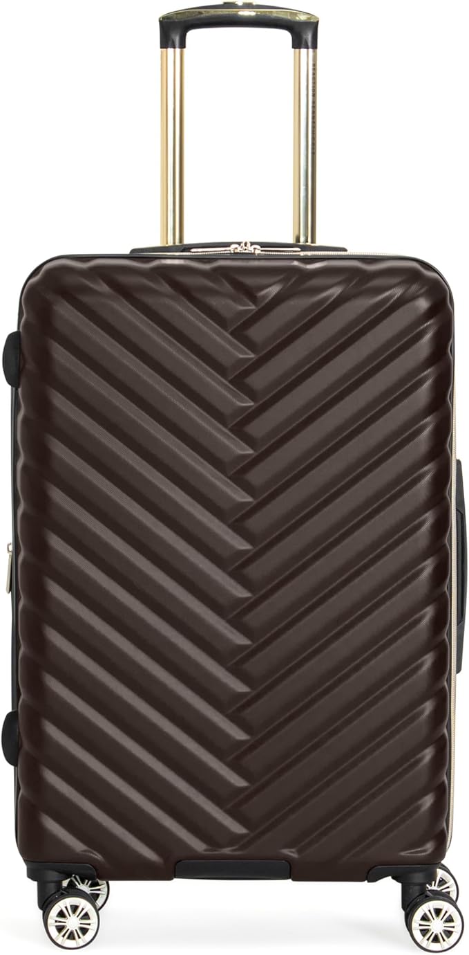 Kenneth Cole REACTION Women's Madison Square Hardside Chevron Expandable Luggage, Chocolate Brown, 24-Inch Checked