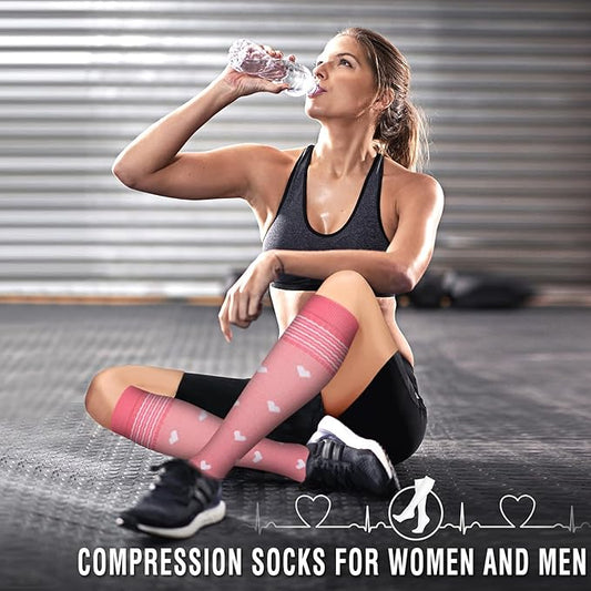 Bluemaple 6 Pack Copper Compression Socks for Women and Men Circulation-Best Support for Medical, Running,Nursing,Athletic