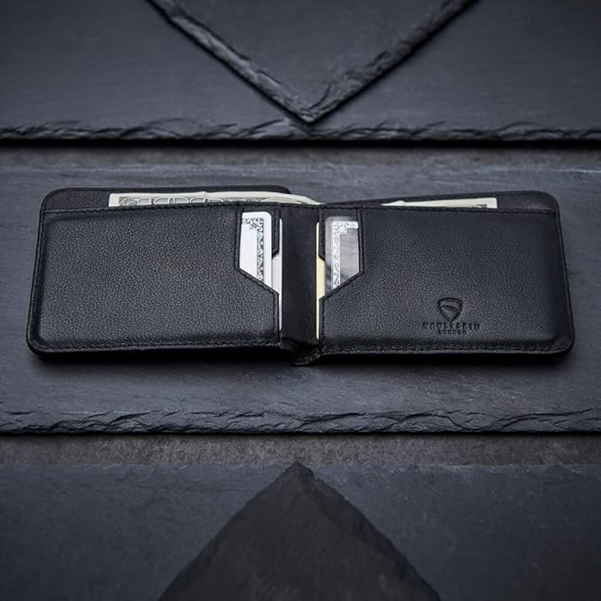 Vaultskin MANHATTAN Slim RFID Blocking Bifold Leather Wallet for Men - Minimalist Front Pocket Card Holder, Holds 9 Cards & Cash, Premium Italian Leather