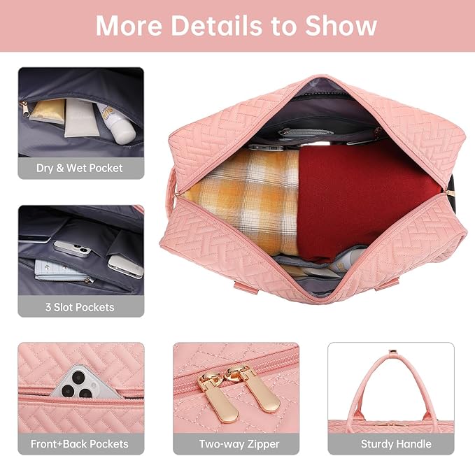 Duffle Bag for Travel, Weekender Bag with Shoe Compartment, Carry On Overnight Bag for Women with Toiletry Bag, Gym Bag with Wet Pocket, Hospital Bags for Labor and Delivery Beige