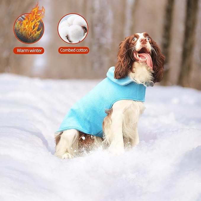 Fleece Dog Coat Pet Jacket Reflective for Cold Weather for Extra Large to Small Pets(Blue,XS)