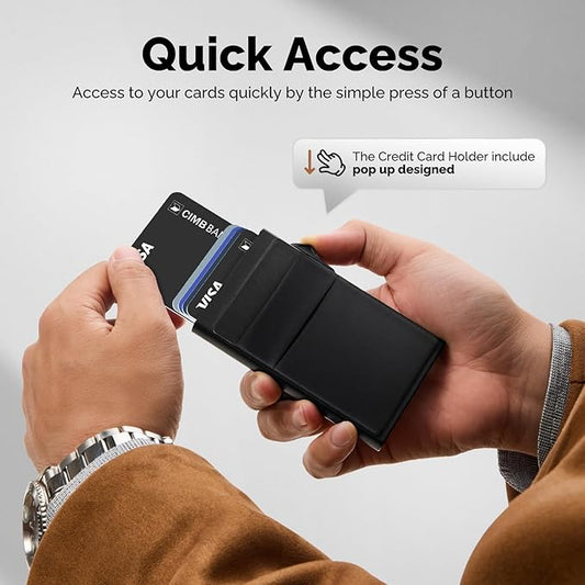 YESIIW Credit Card Holder Wallet for Men RFID Blocking Slim Minimalist Metal Wallet with Money Pocket Contactless Card Protector