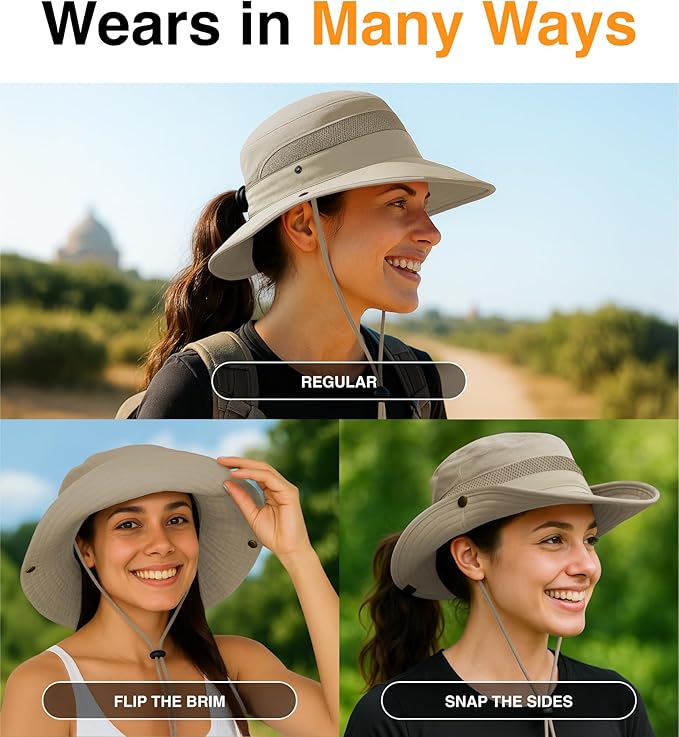 GearTOP Safari Hat for Men Sun Hats for Women UV Protection UPF 50+ Fishing, Gardening, Hiking Hat (22-23 1/2")