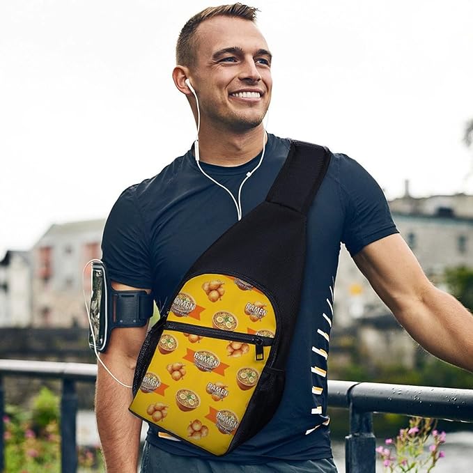 SWEET TANG Anti Theft Sling Chest Bag Shoulder Backpack Chicken Flavor Ramen Noodle Soup Crossbody Bags Gym Sack, Polyester Daypack Lightweight for Men Women Travel Gym Sport Hiking
