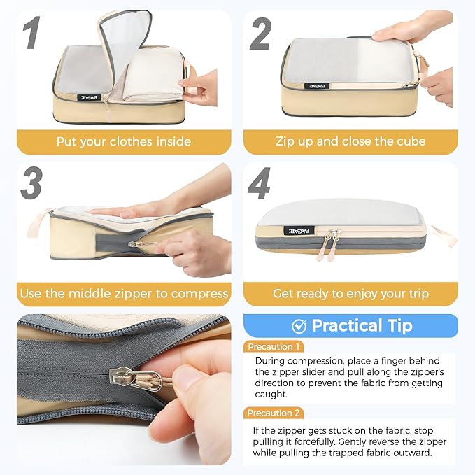 BAGAIL 6 Set Ultralight Compression Packing Cubes Packing Organizer for Travel Accessories Luggage Suitcase Backpack