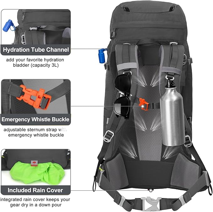 N NEVO RHINO Internal Frame Hiking Backpack 50/60/65/70/80L, Mountain Climbing Camping Backpack Daypack Waterproof Rain Cover | Mountain Climbing, Camping Backpack, Daypack, Waterproof, Rain Cover