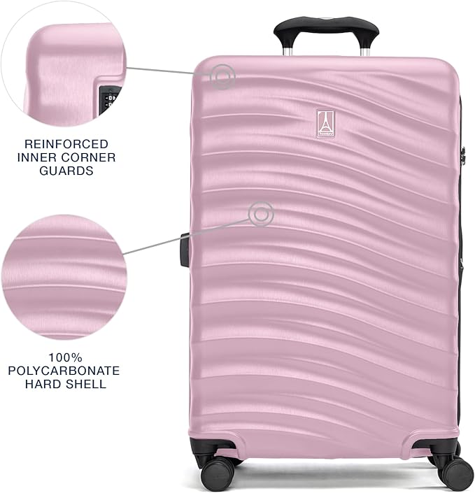 Travelpro Maxlite Air V2 Hardside Expandable Checked Luggage, 8 Spinner Wheels, Lightweight Hard Shell Suitcase, TSA lock, Pink, Checked Medium 25-Inch