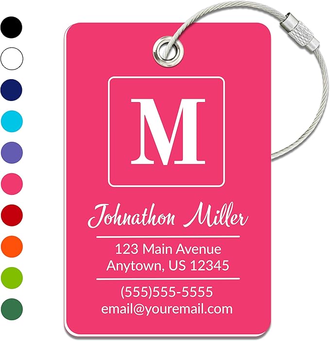 Personalized Luggage Tag | Custom Luggage Tags for Suitcases | Kids Backpack Tag | 10 Color Options & Choose Font, Font Color