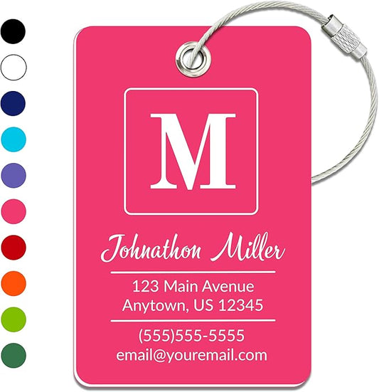 Personalized Luggage Tag | Custom Luggage Tags for Suitcases | Kids Backpack Tag | 10 Color Options & Choose Font, Font Color