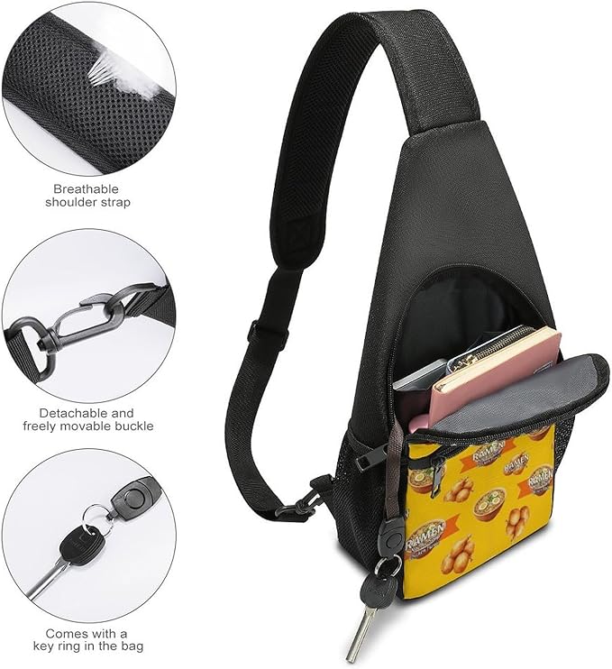 SWEET TANG Anti Theft Sling Chest Bag Shoulder Backpack Chicken Flavor Ramen Noodle Soup Crossbody Bags Gym Sack, Polyester Daypack Lightweight for Men Women Travel Gym Sport Hiking