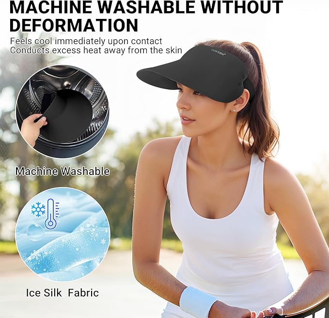 Sukeen Wide Brim Sun Visor Hat for Women Men,UPF50+ Seamless Sun Hats Foldable Ponytail Beach Hats for Daily Outdoor Sport