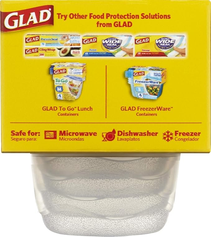 Glad GladWare Mini Round Food Storage Containers - Small Meal Container Holds up to 4 Ounces of Food - Lock Tight Seal, 8 Count - 12 Pack