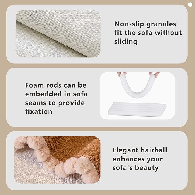 Sherpa Fleece Couch Cover for 3 Cushion Sofa, Brown, 71" x 134" - Pet Proof Sofa Covers Heavy Duty Scratch Resistant Pet Friendly Furniture Cover - Easy Install, Machine Washable