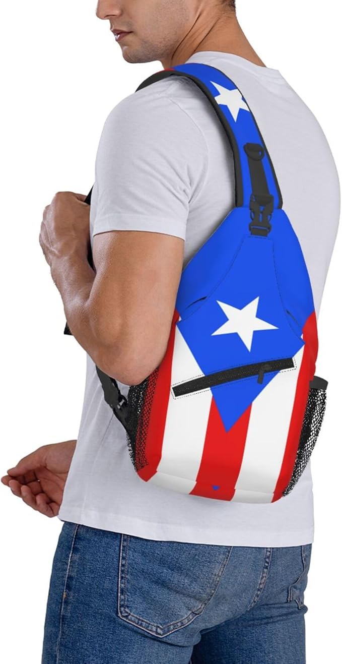GJXFLSY Puerto Rico flag Sling Backpack Crossbody Bag Casual Chest Bags Travel Hiking Daypack Shoulder Bag for Women Men