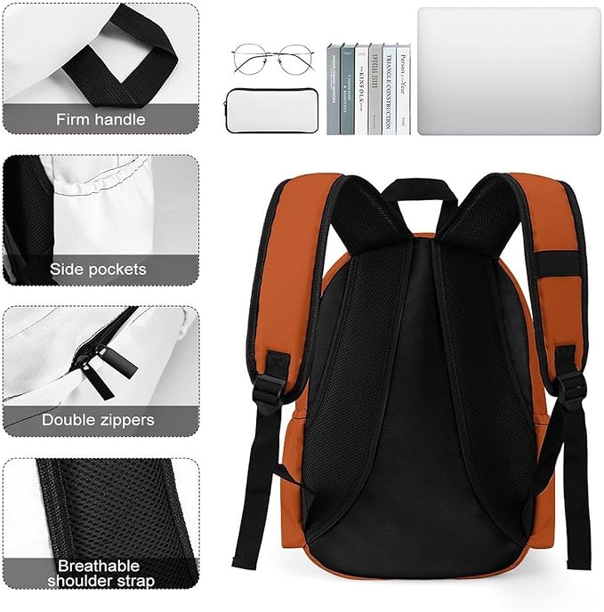 Rust Backpack Adult Travel Daybag for Women Men College Backpack for Vacation Hiking Camping Bag