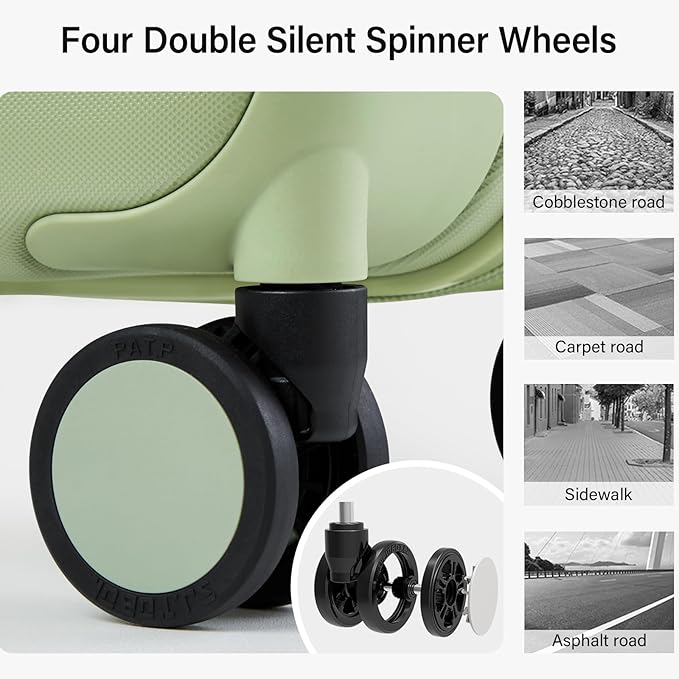 Hanke 16 Inch Underseat Carry On Luggage with Wheels Hard Shell Mini Small Suitcases Carry On Bag for Airline Approved TSA Luggage Lightweight Travel Suitcase(Bamboo Green)