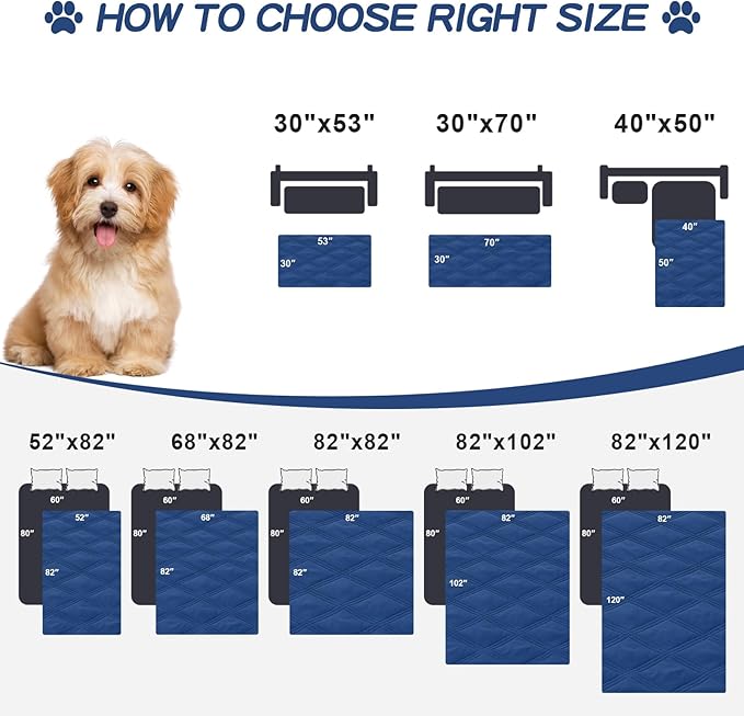 Smiry Waterproof Dog Bed Cover Blanket 40x50, Soft Reversible Pet Blanket, Washable Leakproof Cats Dogs Couch Cover for Sofa, Couch, Furniture, Lattice, Navy/Blue