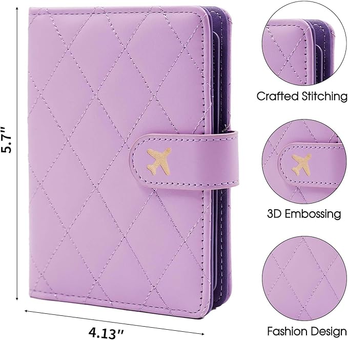 Melsbrinna Rfid Passport Holder for Travel women/Men, Cute Passport Wallet Rfid Blocking Card Slots, Rfid Passport Cover/CaseTravel Wallet, Passport Book Holder (1, LG PURPLE)