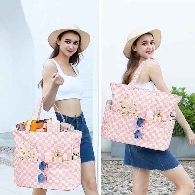 Bluboon Waterproof Beach Tote Pool Bags for Women Ladies Extra Large Carry On Bag With Wet Compartment for Weekender Travel