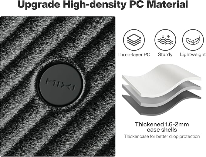 mixi 20 Inch Expandable Carry On Luggage PC Hard Shell Suitcase Top Opening Rolling Travel Suitcases with Spinner Wheels & TSA Lock, Black