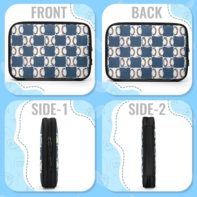 Sports Baseball Travel Cable Organizer Pouch Balls Electronics Accessories Carry Case Portable Water Resistant Storage Bag for Cord Charger Phone Earphone SD Card
