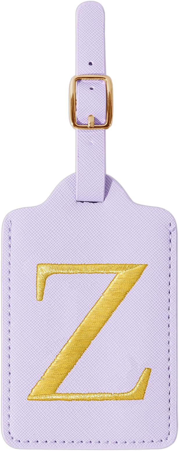 Personalized Initial Luggage Tags for Suitcase, Purple Leather Cute Luggage Tags with Privacy Cover Name Card, Embroidered Custom Monogrammed Luggage Tag Travel Backpack Tags Gifts for Women Kids(Z)