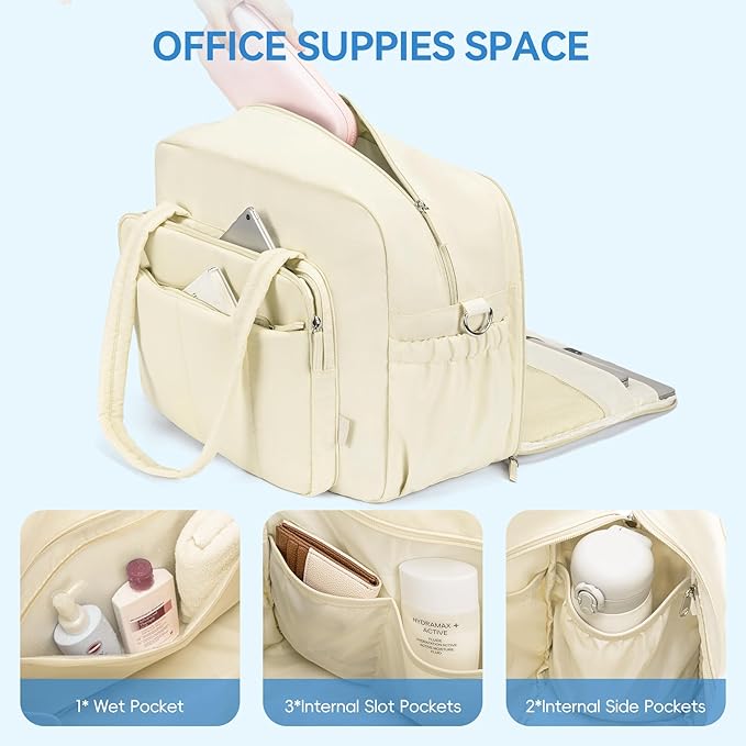 CLUCI Weekender Travel Bag for Women Puffer Tote Bag Carry On Duffle Overnight Bags with Shoe Compartment