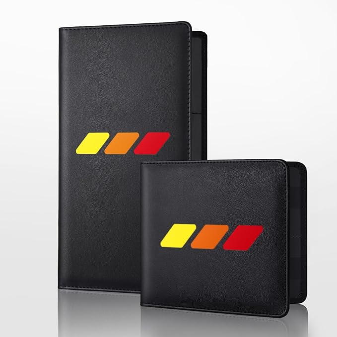 Tri-Color Sports Car Leather Registration and Insurance Holder, Vehicle Glove Box Car Organizer, with Magnetic Shut for Cards, Driver License for 3 Colors Cars Owner