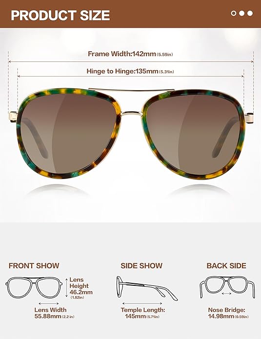 BIRCEN Polarized Sunglasses for Women UV - Protection Womens Retro Mirrored Shades with Acetate Frame BC2001